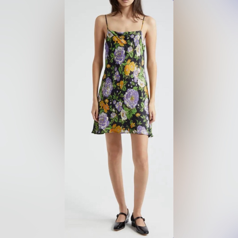 FARM Rio Floral Dress - Black, Purple, Yellow, Green